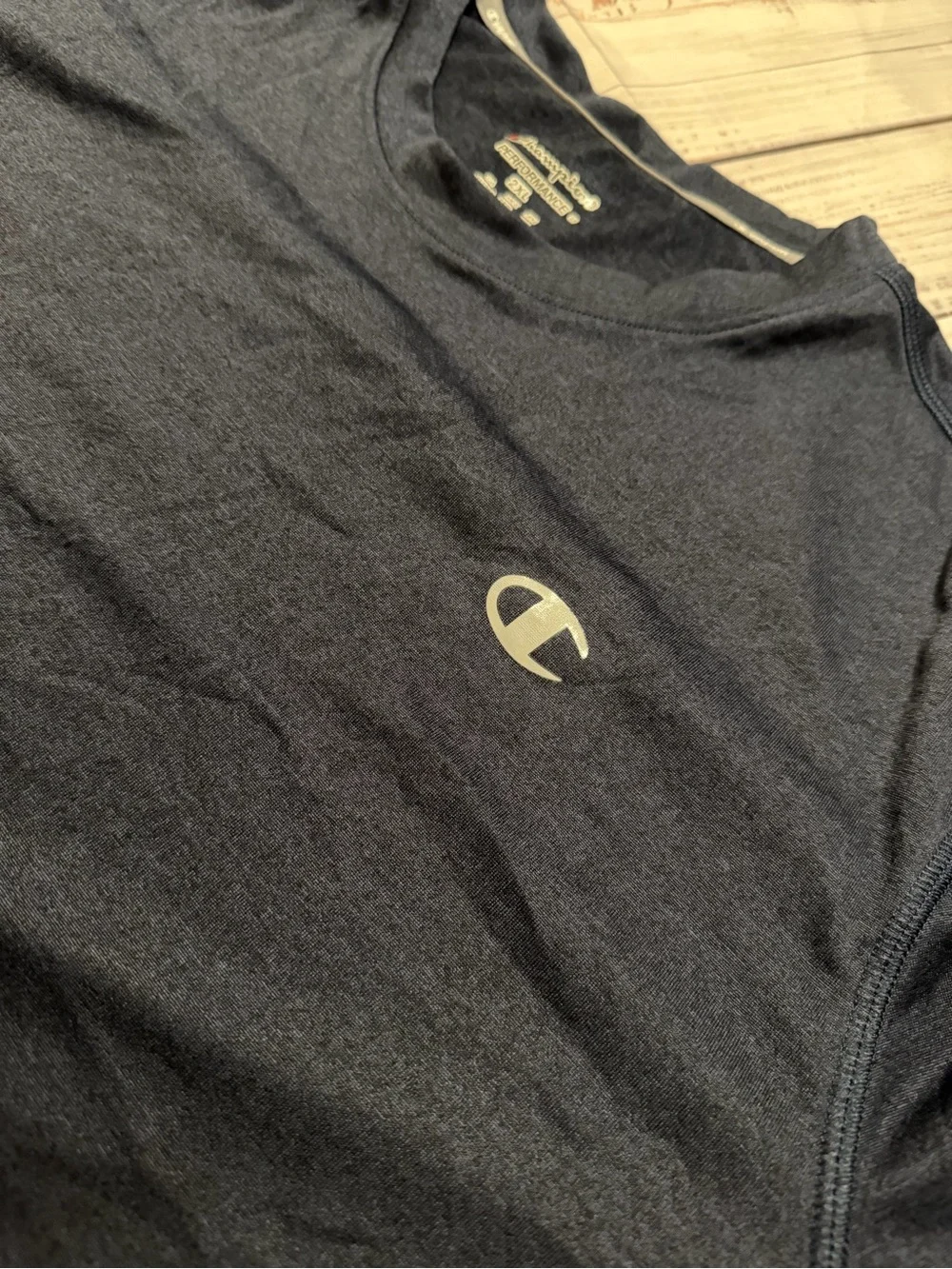 Champion Navy Short Sleeve Crew Tee with Small Logo - Picture 2 of 6